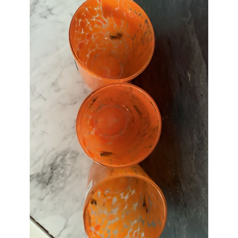 Halloween Charm Glass Thumbprint Confetti Bats Orange Set Of 2 Trendy influencer